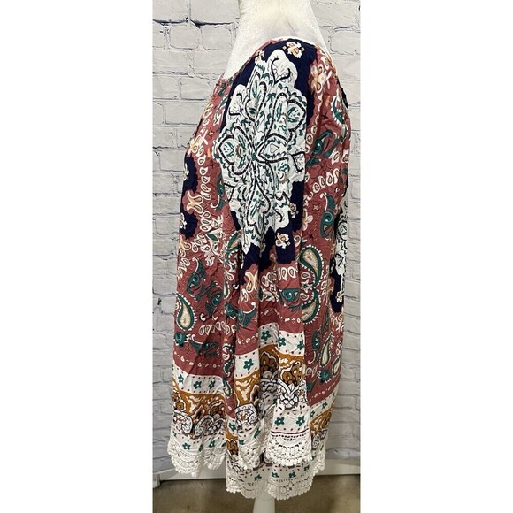 Suzanne Betro paisley boho Rayon Belle Sleeve Lace Accent top size 4x - Picture 3 of 5